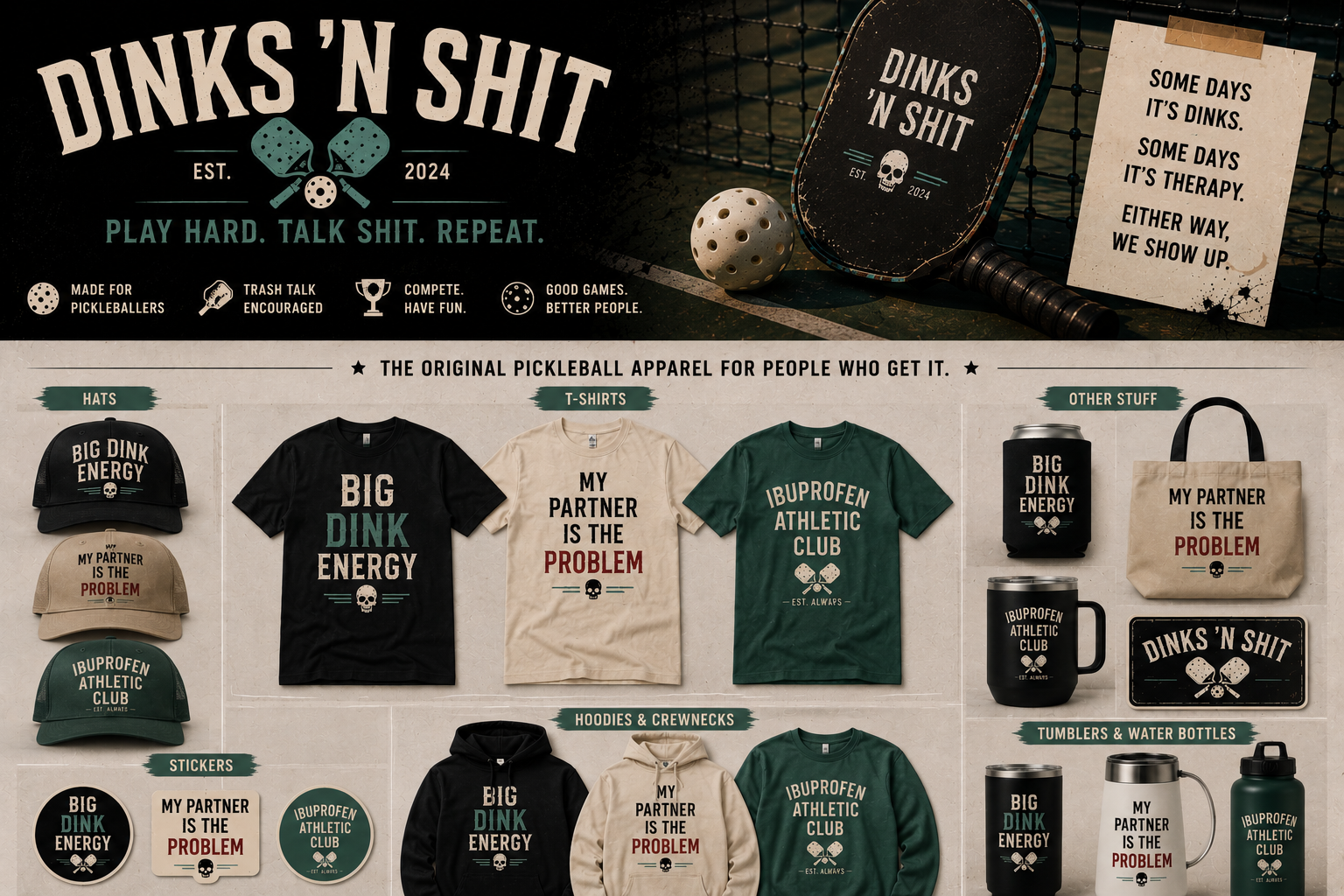 Dinks ’N Shit merchandise mockup