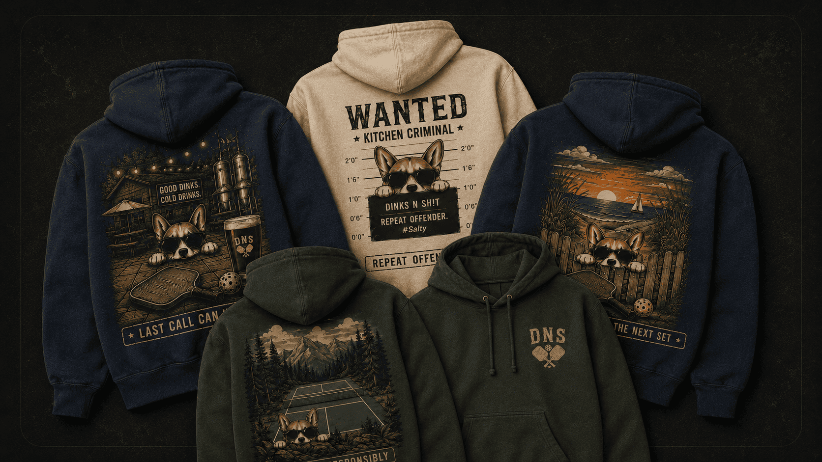 Four-hoodie Dinks N Sh!t lineup