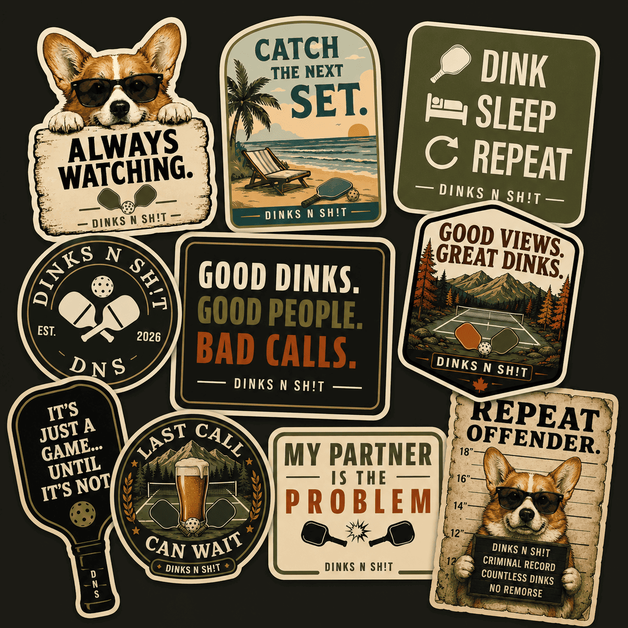 Dinks N Sh!t waterproof sticker pack