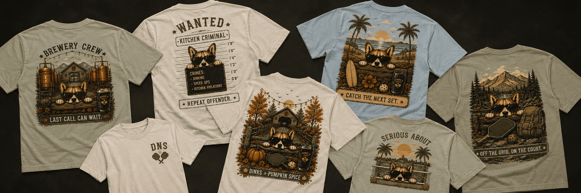 The six-tee Dinks N Sh!t collection sheet